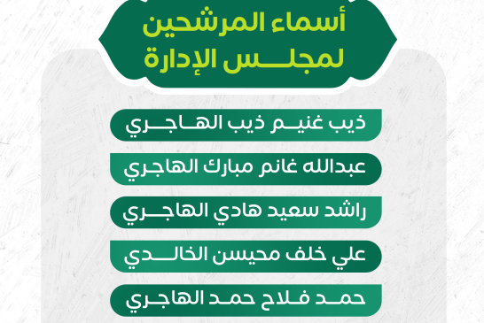 قائمة أسماء المرشحين لعضوية مجلس الإدارة 2026م