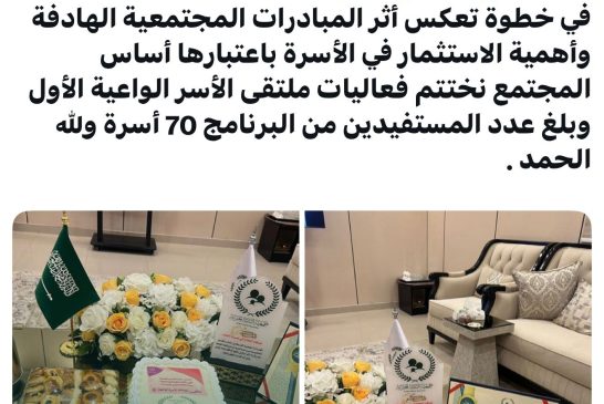 اختتام ملتقى الأسر الواعية الأول بمشاركة 70 أسرة مستفيدة